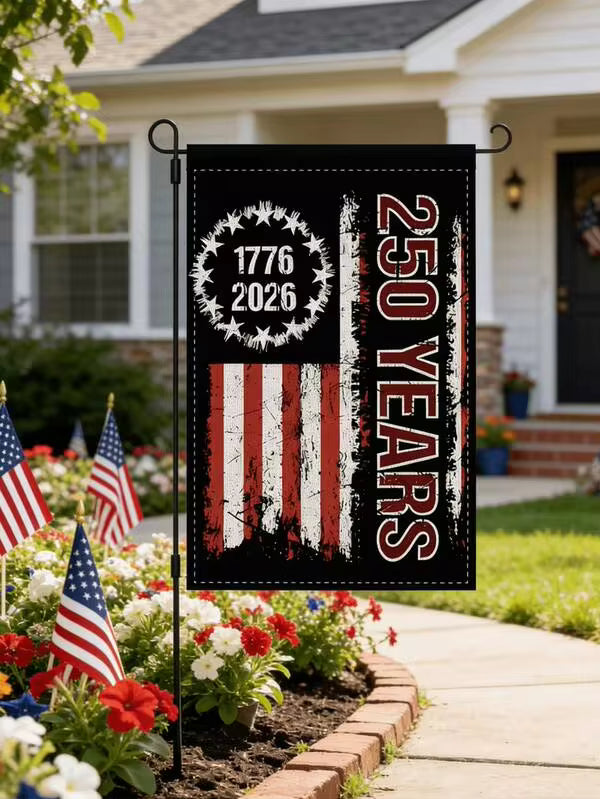 1pc 250th Anniversary Double-Sided Garden Flag, "250 Years Of Blessings" - Outdoor Yard Decor Suitable For July 4th Independence Day, Memorial Day, Patriotic Events - 250th Anniversary Celebration (1776-2026) - Flagpole Not Included